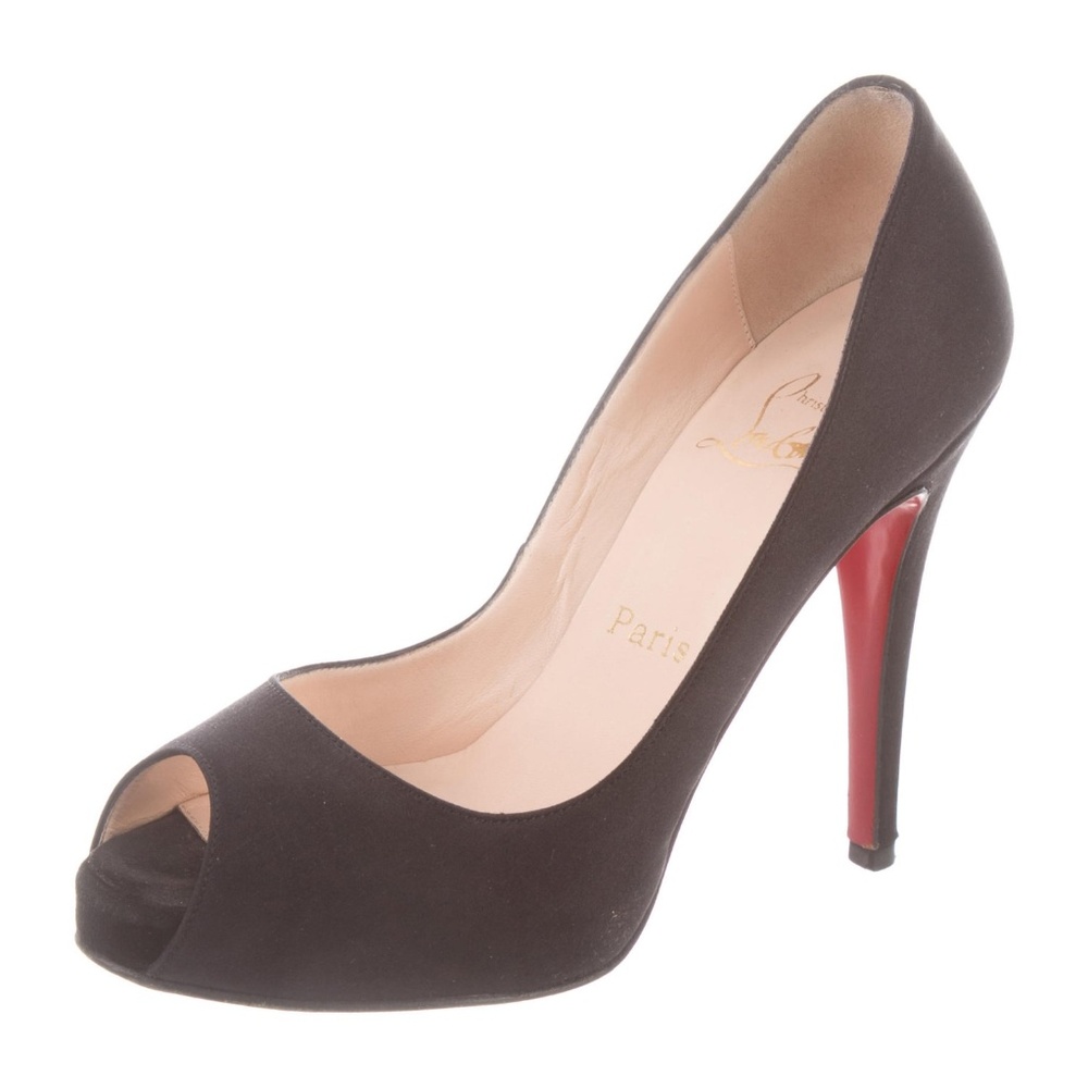 Christian Louboutin Satin Peep-Toe Pumps